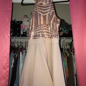 Rose gold mini dress